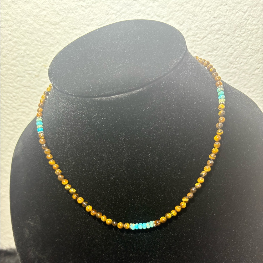 Tiger Eye And Turquoise Beaded Necklace